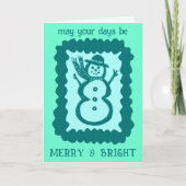 Whimsical Christmas Snowman Merry & Bright Holiday Kaart (Voorkant)