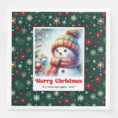 Whimsical Christmas Snowman Napkins Editable Party Servet (Voorkant)