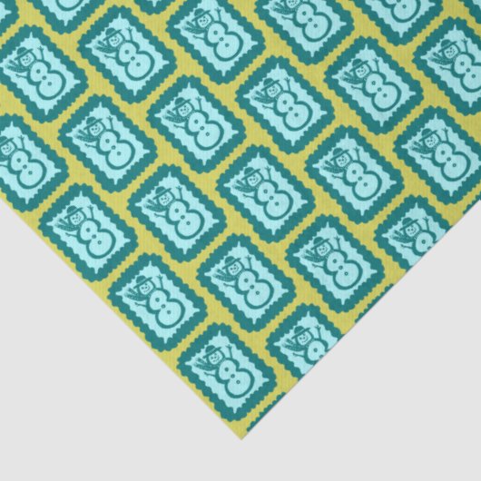 Whimsical Christmas Snowmen Cute Bright Holiday Tissuepapier (Detail)