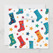 Whimsical Christmas Sock Exchange Party in blauw Kaart (Achterkant)