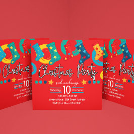 Whimsical Christmas Sock Exchange Party in het roo Kaart