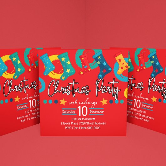 Whimsical Christmas Sock Exchange Party in het roo Kaart