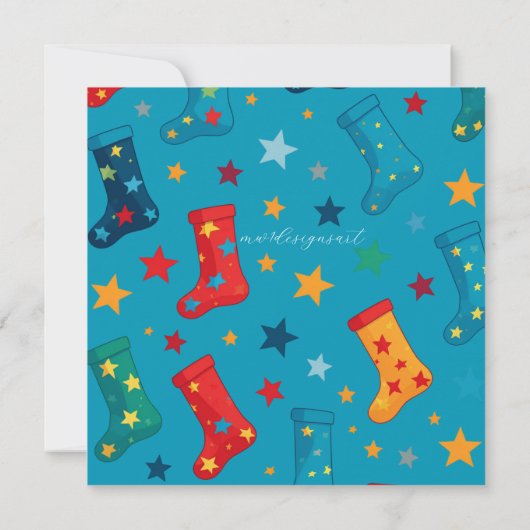 Whimsical Christmas Sock Exchange Party in het roo Kaart (Achterkant)