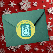 Whimsical Christmas Stamp Cute Custom Merry Bright Ronde Sticker