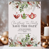 Whimsical Christmas Tea Party Bewaar de datum Kaart