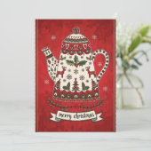 Whimsical Christmas Teapot Kaart (Staand voorkant)