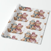 Whimsical Christmas Teddy Bears Wrapping Paper  Cadeaupapier (Uitgerold)