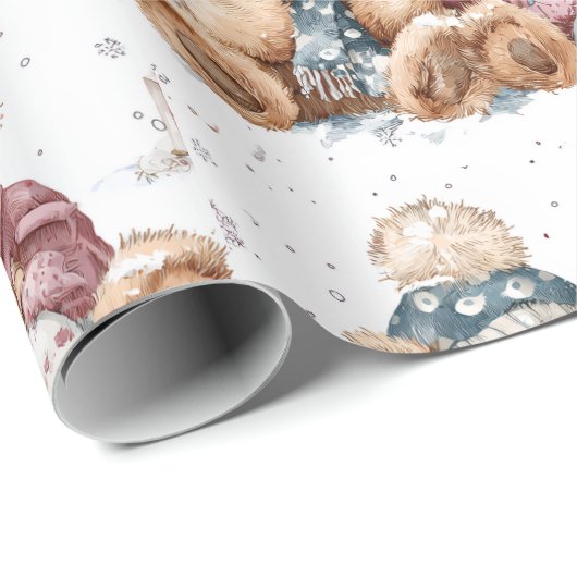 Whimsical Christmas Teddy Bears Wrapping Paper  Cadeaupapier (Rol Hoek)