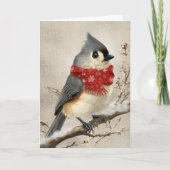 Whimsical Christmas Titmouse Feestdagen Kaart (Voorkant)