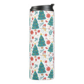 Whimsical Christmas Tree and Snowman Holiday Thermosbeker (Gedraaid links)