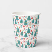 Whimsical Christmas Tree and Snowman Paper cup Papieren Bekers (Achterkant)