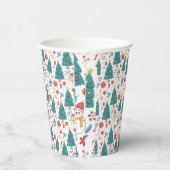 Whimsical Christmas Tree and Snowman Paper cup Papieren Bekers (Rechts)