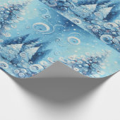 Whimsical Christmas Tree Blue Decoupage Cadeaupapier (Hoek)