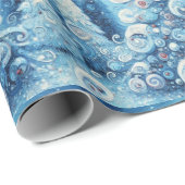 Whimsical Christmas Tree Blue Decoupage Cadeaupapier (Rol Hoek)