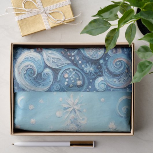 Whimsical Christmas Tree Blue Decoupage Tissuepapier (Geschenk)