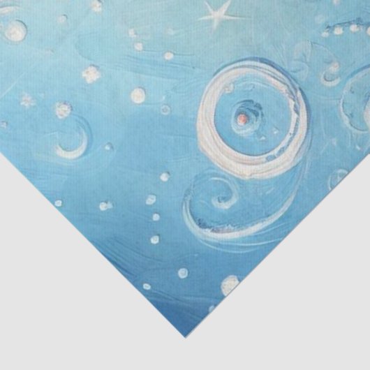 Whimsical Christmas Tree Blue Decoupage Tissuepapier (Detail)