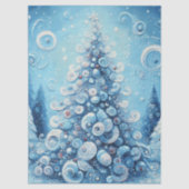 Whimsical Christmas Tree Blue Decoupage Tissuepapier (Voorkant)