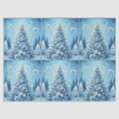 Whimsical Christmas Tree Blue Decoupage Tissuepapier (Voorkant)
