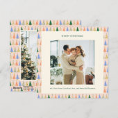 Whimsical Christmas Tree Border Photo Family Cute Feestdagenkaart (Voorkant / Achterkant)