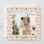 Whimsical Christmas Tree Border Photo Family Cute Feestdagenkaart (Achterkant)