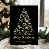 Whimsical Christmas Tree Bows Black Photo Folie Feestdagenkaart
