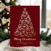 Whimsical Christmas Tree Bows Cranberry Photo Folie Feestdagenkaart
