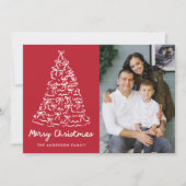 Whimsical Christmas Tree Bows Red Photo Feestdagenkaart (Voorkant)