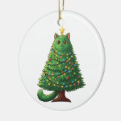 Whimsical Christmas Tree Cat Holiday  Keramisch Ornament (Links)