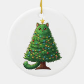 Whimsical Christmas Tree Cat Holiday  Keramisch Ornament (Achterkant)