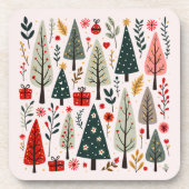 Whimsical Christmas Tree Forest Bier Onderzetter (Voorkant)