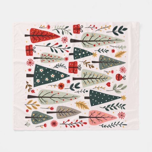 Whimsical Christmas Tree Forest Fleece Deken (Voorkant (Horizontaal))