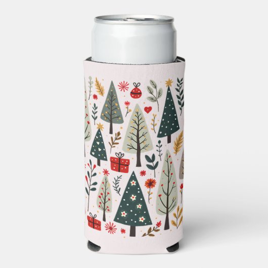 Whimsical Christmas Tree Forest Seltzer Blikjeskoeler (Seltzer Voorkant)