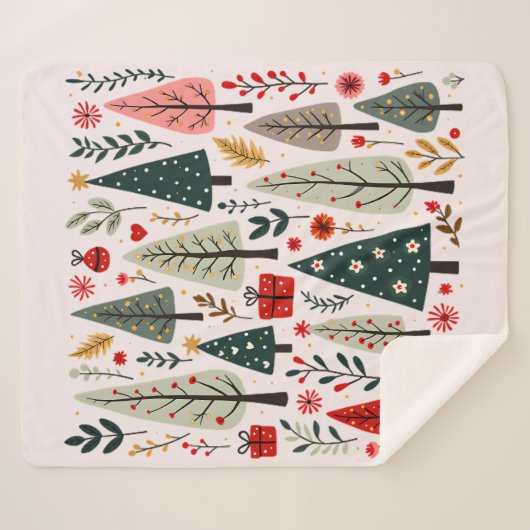 Whimsical Christmas Tree Forest Sherpa Deken (Voorkant (horizontaal))