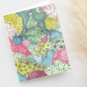 Whimsical Christmas Tree Garden Blank Bedankkaart