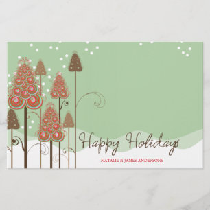 Whimsical Christmas Tree Holiday Custom Stationery Briefpapier