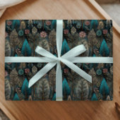 Whimsical Christmas Tree in Silver and Blue Design Cadeaupapier