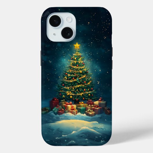 Whimsical Christmas Tree iPhone Case (Achterkant)