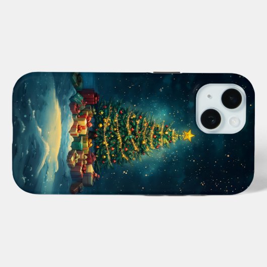 Whimsical Christmas Tree iPhone Case (Achterkant (horizontaal))