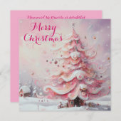 Whimsical Christmas Tree Pink gepersonaliseerd Feestdagenkaart (Voorkant / Achterkant)