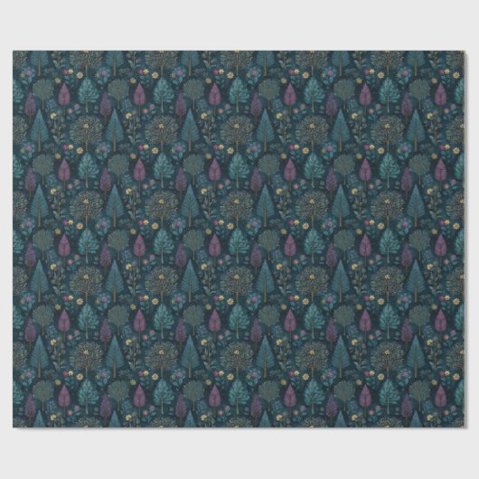 Whimsical Christmas Tree Purple and Teal Pattern Cadeaupapier (Vlak)