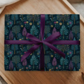 Whimsical Christmas Tree Purple and Teal Pattern  Cadeaupapier