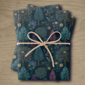 Whimsical Christmas Tree Purple and Teal Pattern  Inpakpapier Vel