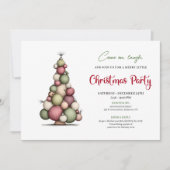 Whimsical Christmas Tree Red Green Holiday Invite Kaart (Voorkant)