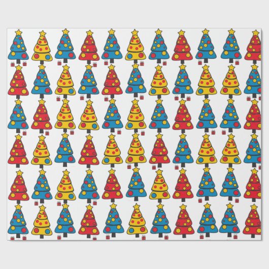 Whimsical Christmas Trees Cadeaupapier (Vlak)