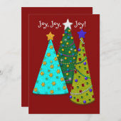Whimsical Christmas Trees Faux Felt Look Feestdagenkaart (Voorkant / Achterkant)