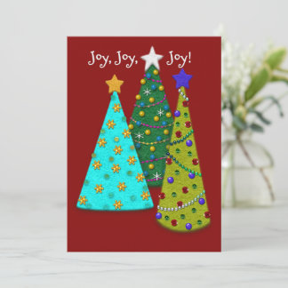 Whimsical Christmas Trees Faux Felt Look Feestdagenkaart