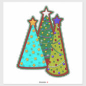 Whimsical Christmas Trees Faux Felt Style Sticker (Vel)