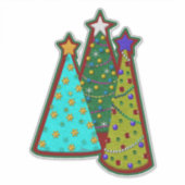 Whimsical Christmas Trees Faux Felt Style Sticker (Voorkant)