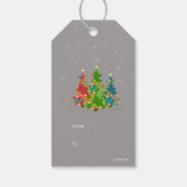 Whimsical Christmas Trees Feestelijke Grey Gift La Cadeaulabel (Achterkant)