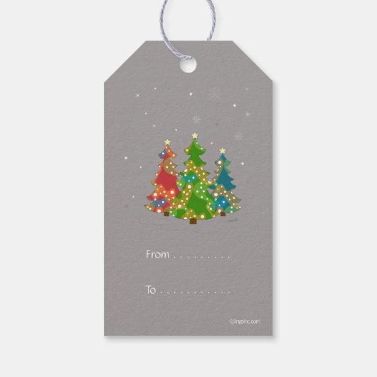 Whimsical Christmas Trees Feestelijke Grey Gift La Cadeaulabel (Achterkant)